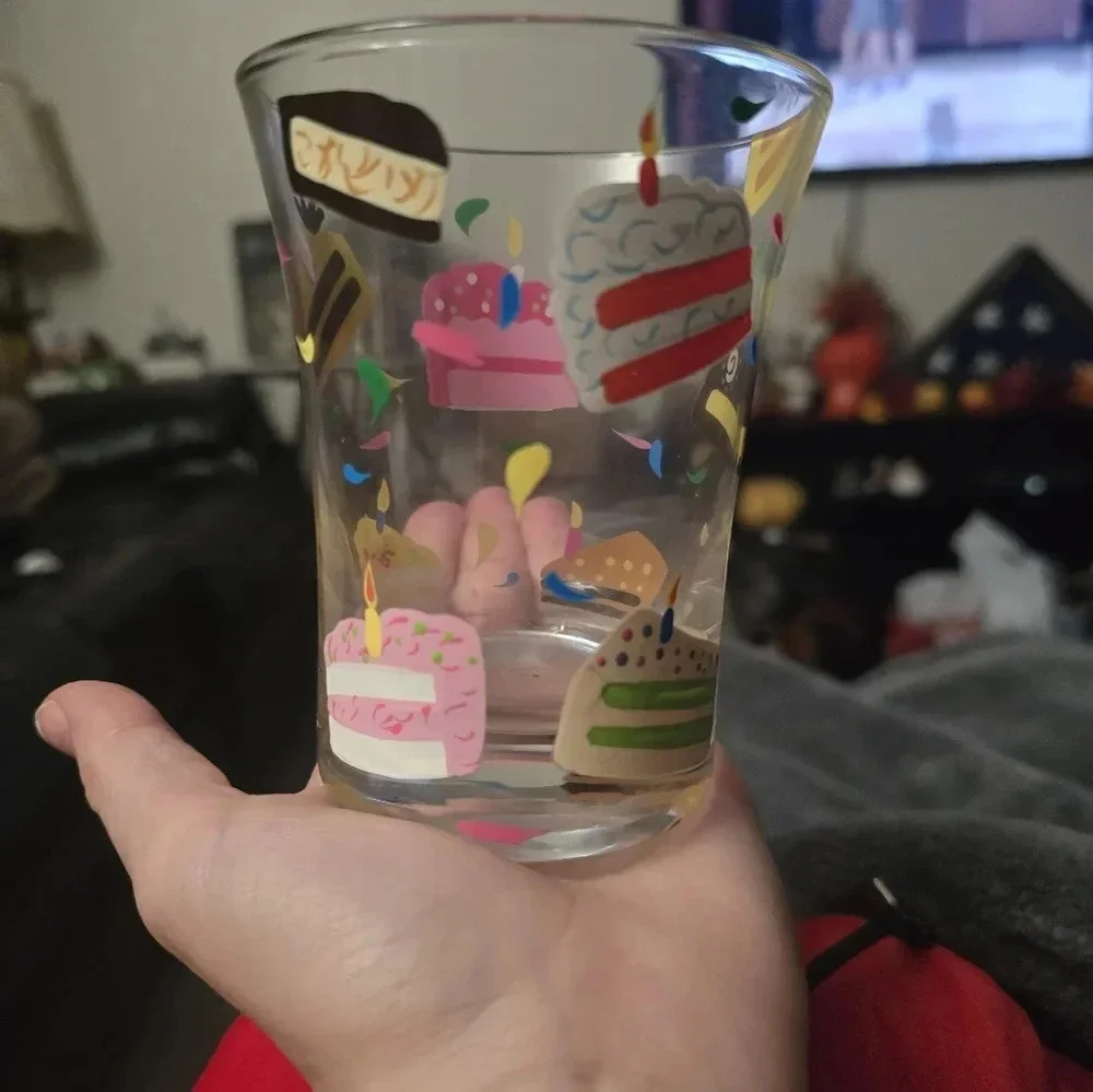 Lolita Clear Bar Glass with‎ Colorful Birthday Cake Slice Prints